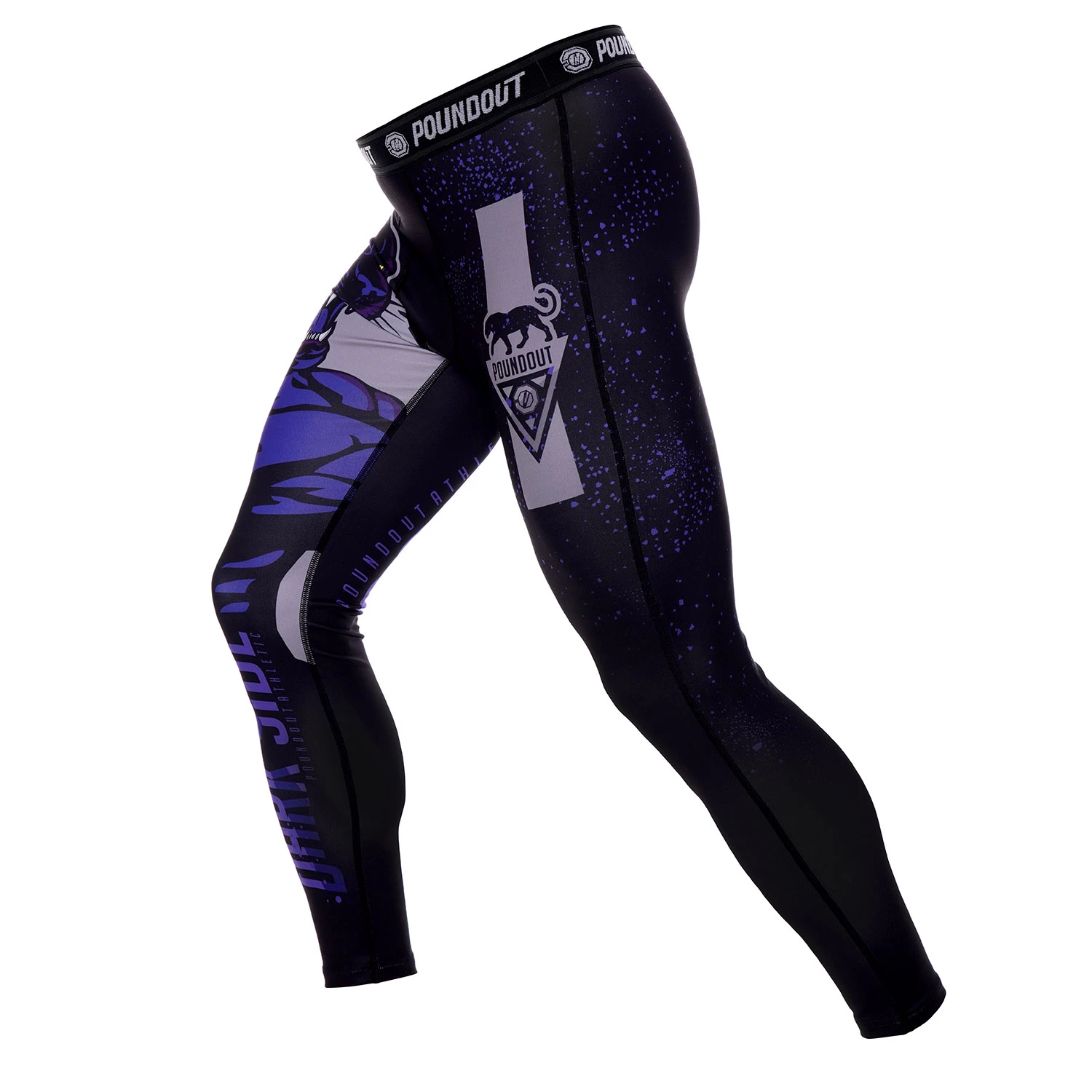 Sportowe legginsy treningowe męskie z panterą - Getry termiczne z pumą